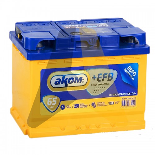 Автомобильный аккумулятор Аком+EFB 65R 670A  Start- Stop