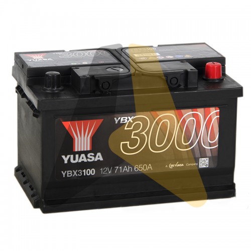 Автомобильный аккумулятор YUASA YBX3000 71R низ. 650А  YBX3100