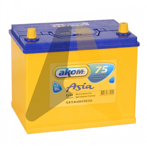 Автомобильный аккумулятор Аком Asia 75R 630A  85D26L