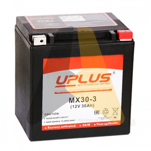 Автомобильный аккумулятор Uplus Power Sport 30 Ач 440А О.П. GYZ32HL/YB30L-B/YIX30L 166x131x175 MX30-3