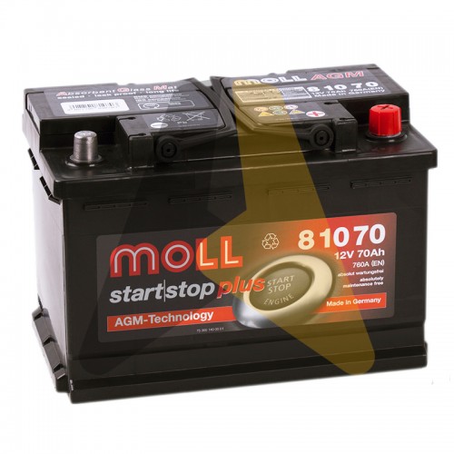 Автомобильный аккумулятор Moll AGM 70R Start-Stop 760A
