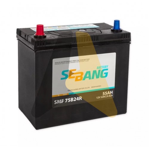 Автомобильный аккумулятор Sebang 75B24R 55Ач п.п. 480А