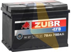 Автомобильный аккумулятор ZUBR EFB 78R 750A